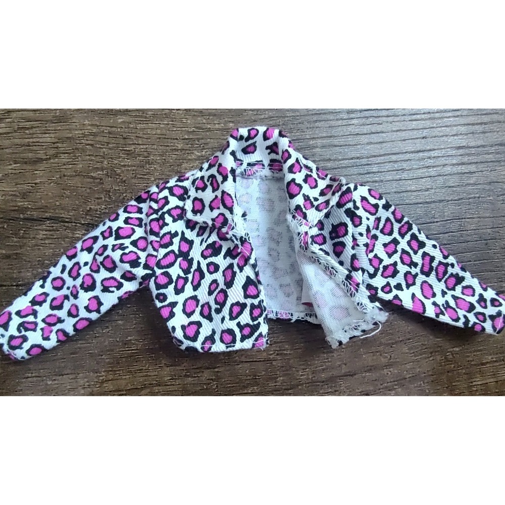 Barbie Fashion Avenue Denim Cheetah Print Jacket - clothes only Vintage 90s Z13